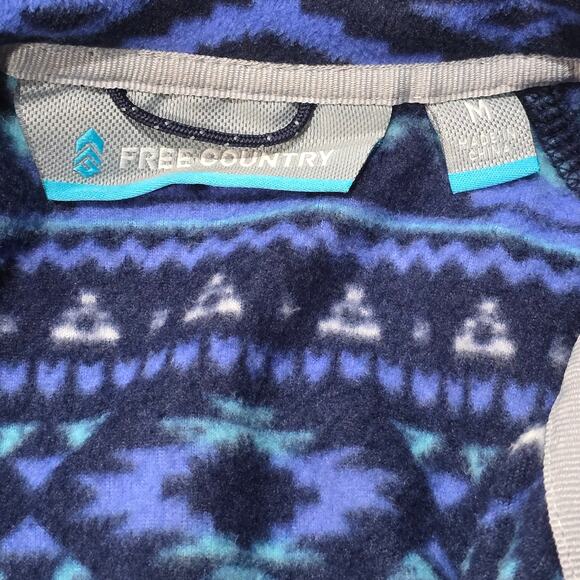 Free Country Blue Aztec Zip up Fleece Jacket Sweater - Picture 4 of 7